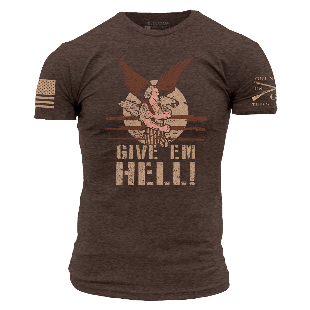 Men's Give Em Hell Tee in Brown with Frogskin Camo
